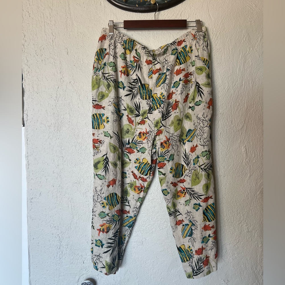 Vintage Graff Wear Fish Print Linen Pants
